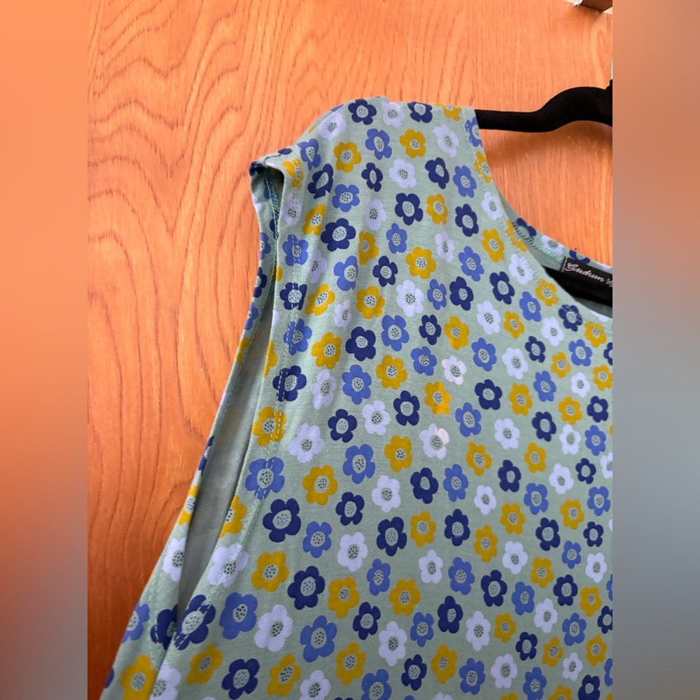 Gudrun Sjoden Blue and Green Floral Midi Dress L - Picture 4 of 9